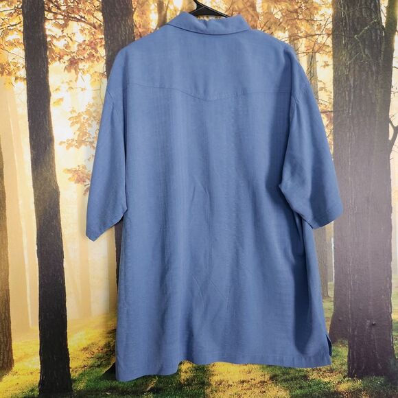 Tommy Bahama 100% Silk Mens Medium Light Blue Short Camp Shirt Woven Pattern - Picture 5 of 16